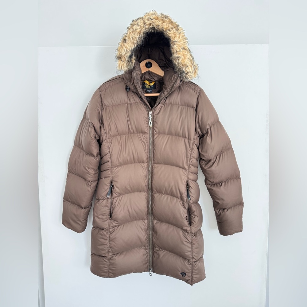 Mountain Hardware - Brown Hooded Puffer Coat with Faux Fur Trim - Small